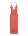 Rick Owens Lilies Woman Midi Dress Rust Size 6 Viscose In Red