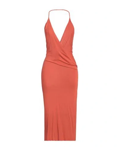 Rick Owens Lilies Woman Midi Dress Rust Size 6 Viscose In Red