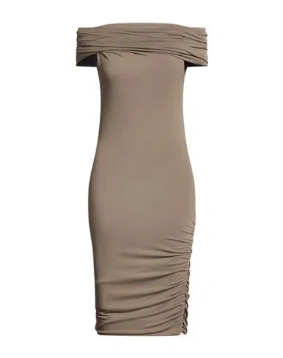 Rick Owens Lilies Woman Midi Dress Taupe Size 2 Viscose, Polyamide, Elastane In Brown
