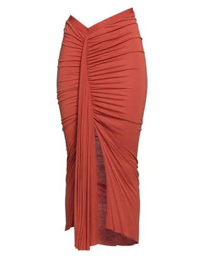 Rick Owens Lilies Woman Midi Skirt Brick Size 4 Viscose