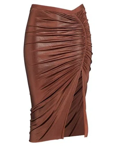 Rick Owens Lilies Woman Midi Skirt Brown Size 4 Viscose, Elastane