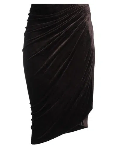 Rick Owens Lilies Woman Midi Skirt Dark Brown Size 4 Viscose, Polyamide