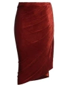 Rick Owens Lilies Woman Midi Skirt Rust Size 6 Viscose, Polyamide In Red
