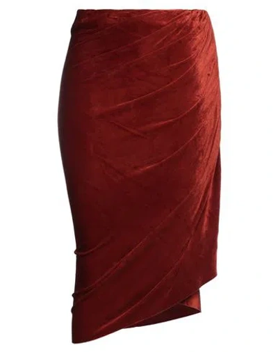 Rick Owens Lilies Woman Midi Skirt Rust Size 6 Viscose, Polyamide In Red