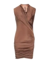 Rick Owens Lilies Woman Mini Dress Brown Size 6 Viscose, Elastane In Brown