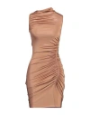 Rick Owens Lilies Woman Mini Dress Camel Size 4 Viscose, Elastane In Beige