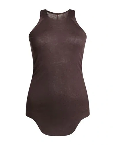 Rick Owens Lilies Woman Tank Top Dark Brown Size 4 Viscose, Polyamide, Elastane