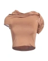 Rick Owens Lilies Woman Top Camel Size 4 Viscose, Elastane In Beige