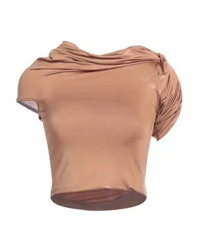Rick Owens Lilies Woman Top Camel Size 4 Viscose, Elastane In Beige