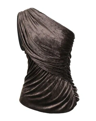 RICK OWENS RICK OWENS LILIES WOMAN TOP DARK BROWN SIZE 6 VISCOSE, POLYAMIDE, ELASTANE
