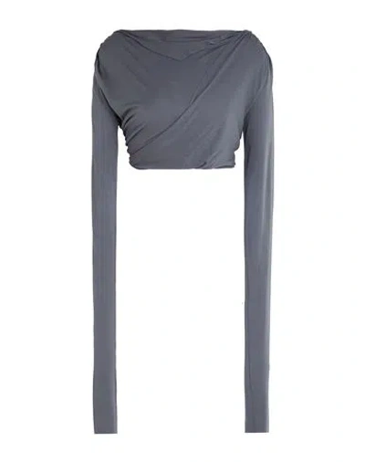 Rick Owens Lilies Woman Top Grey Size 4 Viscose In Blue