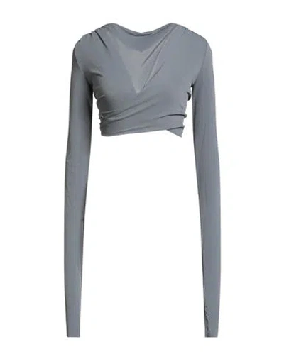 Rick Owens Lilies Woman Top Grey Size 4 Viscose, Polyamide, Elastane In Gray