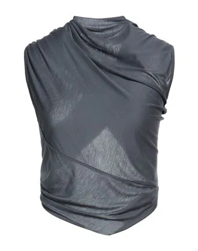 Rick Owens Lilies Woman Top Grey Size 8 Viscose In Gray