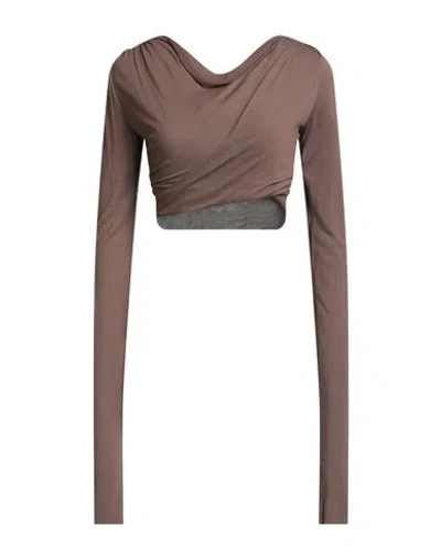 Rick Owens Lilies Woman Top Taupe Size 4 Viscose In Brown