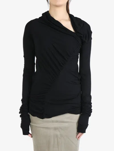 Rick Owens Lido Elise Asymmetric V-neck Top In 09 Black