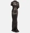 Rick Owens Lilith Draped Asymmetric Gown In Gunmetal