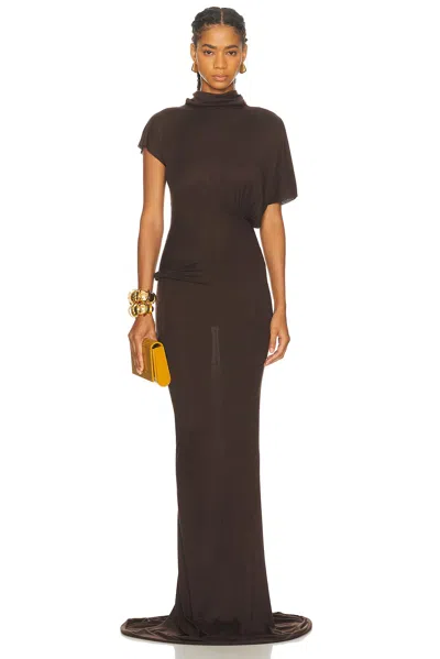 Rick Owens Lilith Jersey Gown In Brown