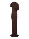Rick Owens Draped Cowl-neck Maxi Dress In Brown
