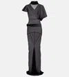 Rick Owens Lilith Asymmetric Gathered Organza-jersey Gown In Black
