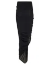 Rick Owens Lillies Black Stretch Viscose Midi Skirt Skirts Black