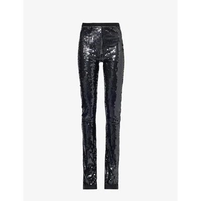 Rick Owens Lillies Womens Black Black Carmen Sequin-embellished Skinny High-rise Stretch-woven Trous