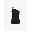Rick Owens Lillies Womens Black Hydra Asymmetric Jersey Top
