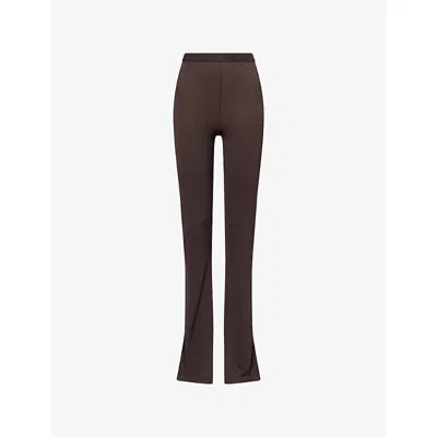 Rick Owens Lillies Womens Raisin Carmen Split-hem Jersey Trousers In Purple