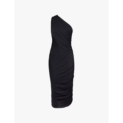 Rick Owens Lillies Womens Black Amira Asymmetric-draped Woven Midi Dress