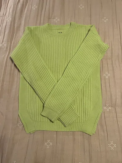 Pre-owned Rick Owens Lime Fisherman Knit Sweater M In Green