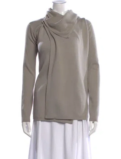 Pre-owned Rick Owens Linen Cowl Neck Sweater In Gray