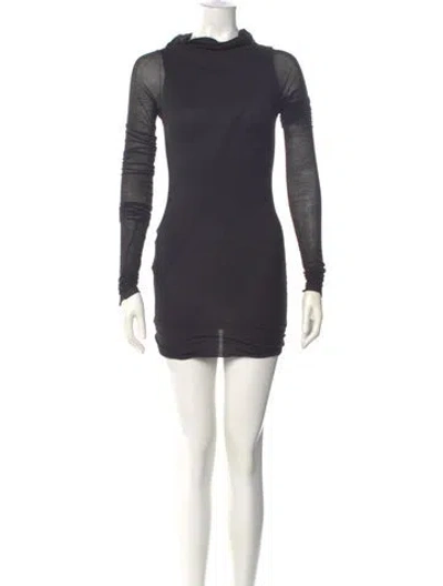 Pre-owned Rick Owens Linen Mini Dress In Gray