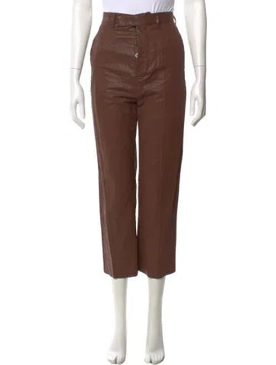 Pre-owned Rick Owens Linen Straight Leg Pants In Brown