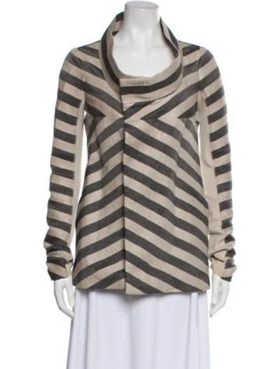 Pre-owned Rick Owens Linen Striped Jacket In Gray