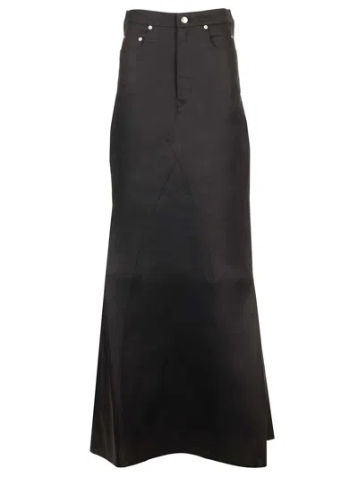 Rick Owens Linen Twill Long Skirt
