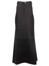Rick Owens Linen Twill Long Skirt Jackets Black In Black