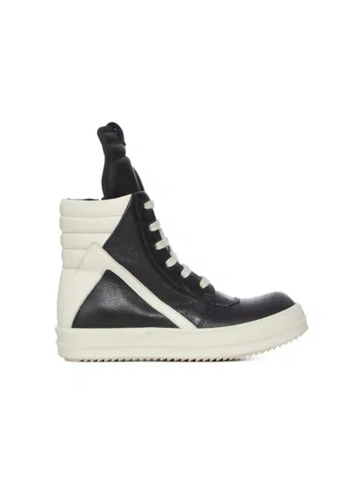 Rick Owens Little Kid's & Kid's Geobaskets Scarpe In Pelle High-top Sneakers In Black