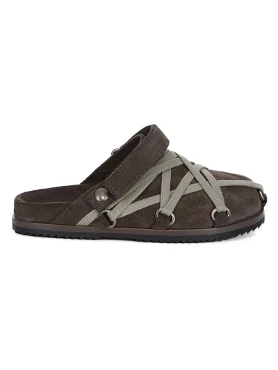 Rick Owens Little Kid's & Kid's Lace-embellished Suede Slides In Brown