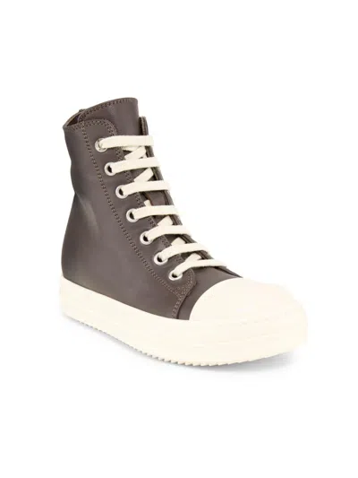 Rick Owens Little Kid's Leather High-top Sneakers In Brown