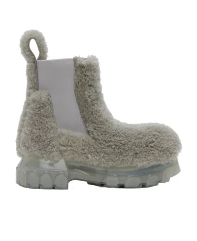 Rick Owens Logo Boots In Gray