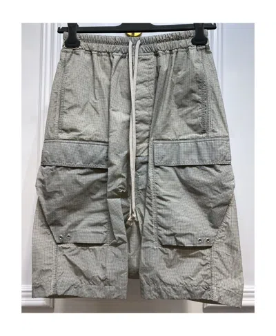 Rick Owens Logo Color Drawstring Shorts In Gray