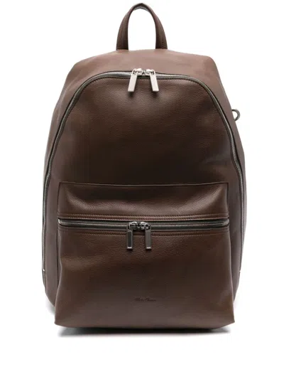 Rick Owens Logo-debossed Backpack In 74 Saddle