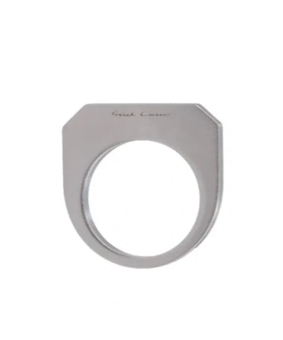 Rick Owens Logo Detail Ring In Gray