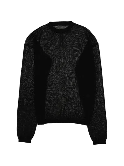 Rick Owens Penta Sheer New Wool Knit Sweater In Black