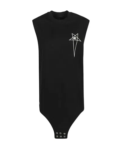 Rick Owens Logo-embroidered Cotton Tank Top In Black