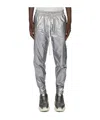 Rick Owens Logo-embroidered Metallic Track Pants In Gray