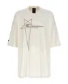 Rick Owens Tommy T White Oversize T-shirt With Pentagram Embroidery At The Front In Cotton Man In White