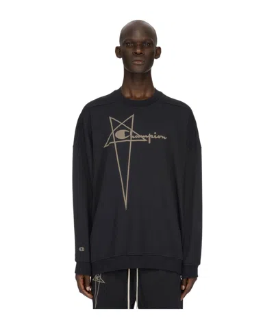 Rick Owens Logo-embroidered Sweatshirt In Black