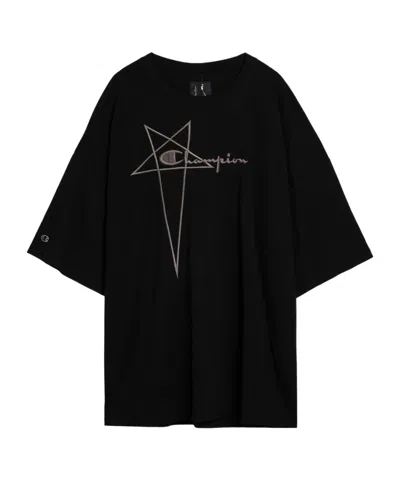 Rick Owens Logo-embroidered T-shirt In Black