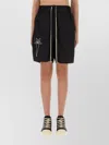 Rick Owens Logo Embroidered Waistband Shorts Pockets In Black