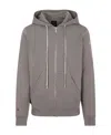 Rick Owens Logo-embroidered Zip-up Hoodie In Gray
